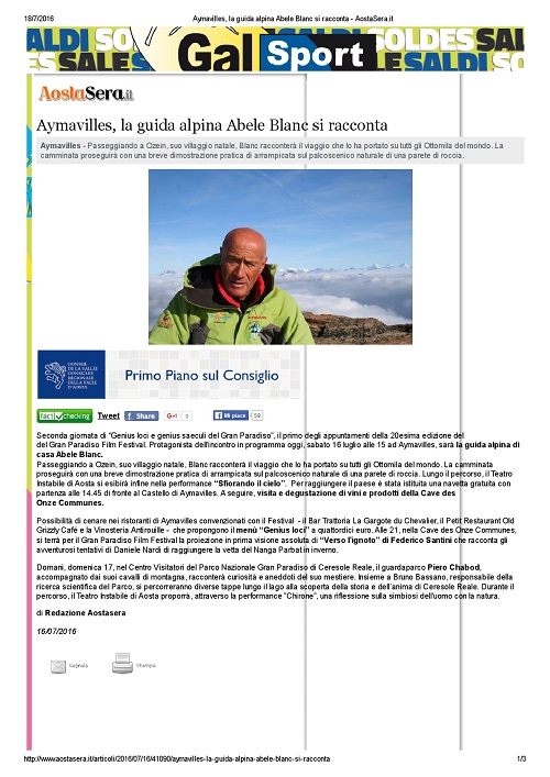 2016-07-16 Aostasera.it Aymavilles la guida alpina Abele Blanc si racconta