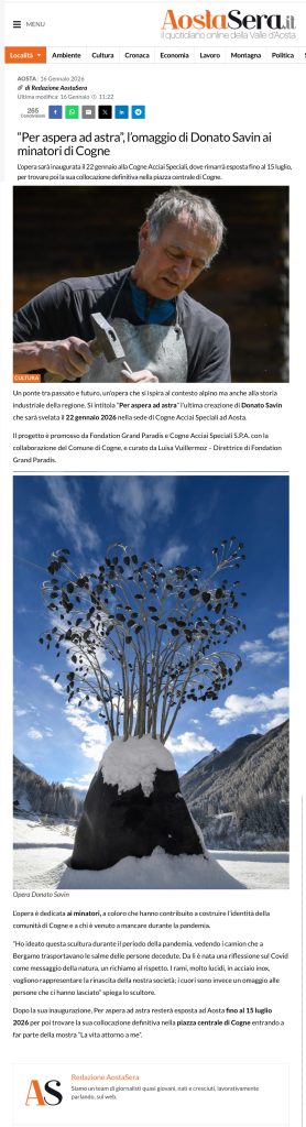 "Per aspera ad astra", l'omaggio di Donato Savin ai minatori di Cogne